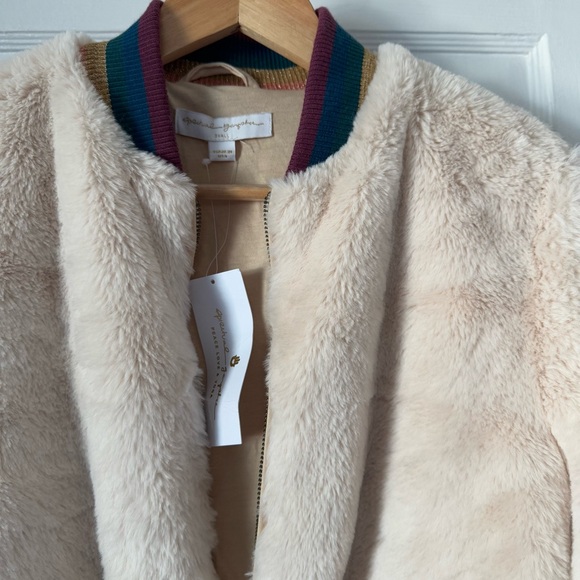 Spiritual Gangster Cream Furry Bomber Jacket - Picture 2 of 13